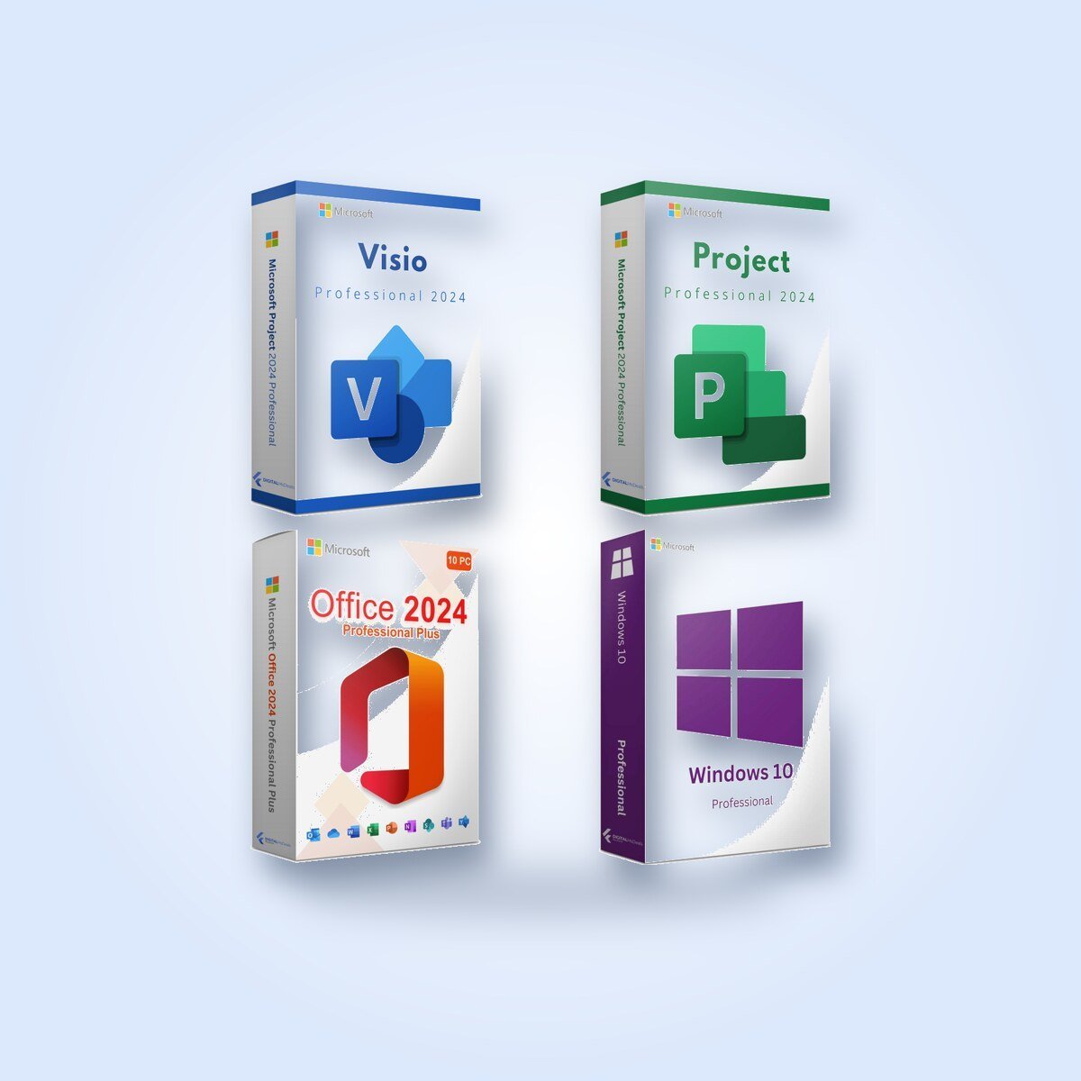 Pacchetto Microsoft Windows 10 Pro + Office 2024 Pro Plus + Visio 2024 Pro + Project 2024 Pro – Licenze a vita, 1 PC